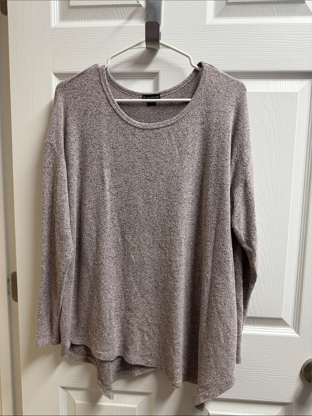 new directions Cozy Plush Scoop-Neck Top - light pink and gray